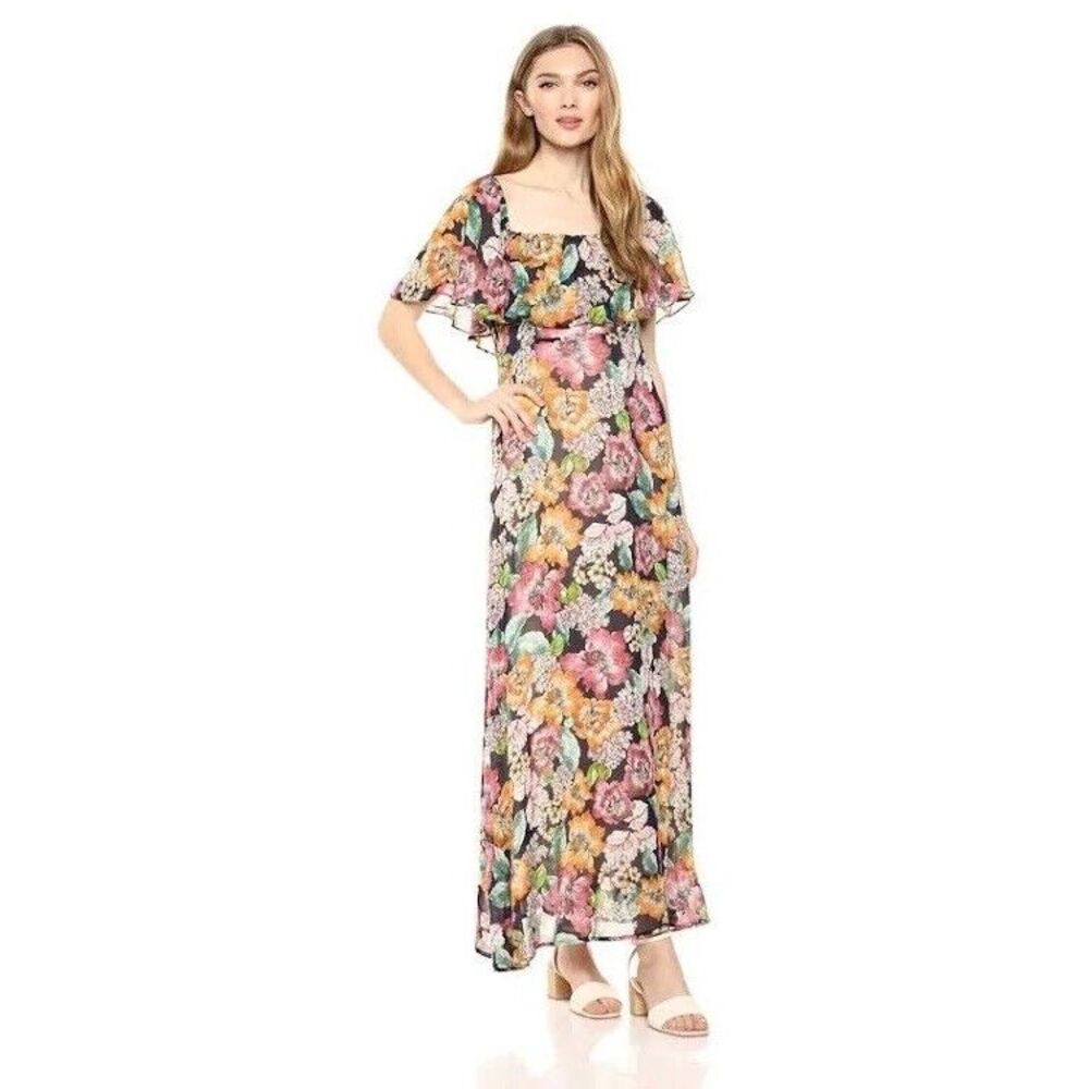 $325 Rachel Pally Women's Blue Sheer Long Eden Floral Maxi‎ Dress Size 3X NWT